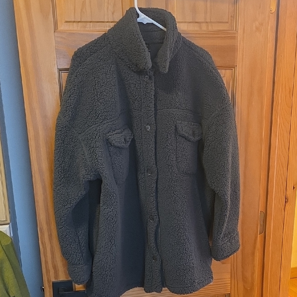 Women's Dark Green Sherpa Jacket